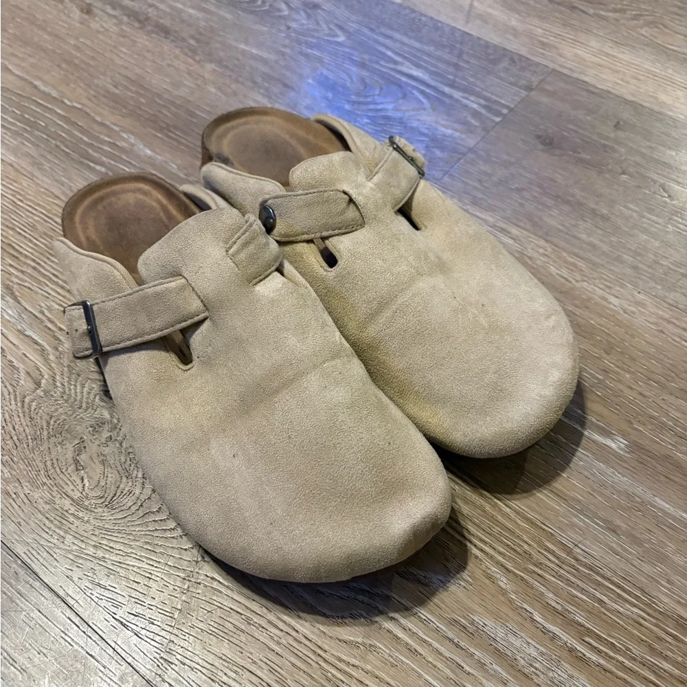 Tan Suede Clogs - Picture 1 of 3